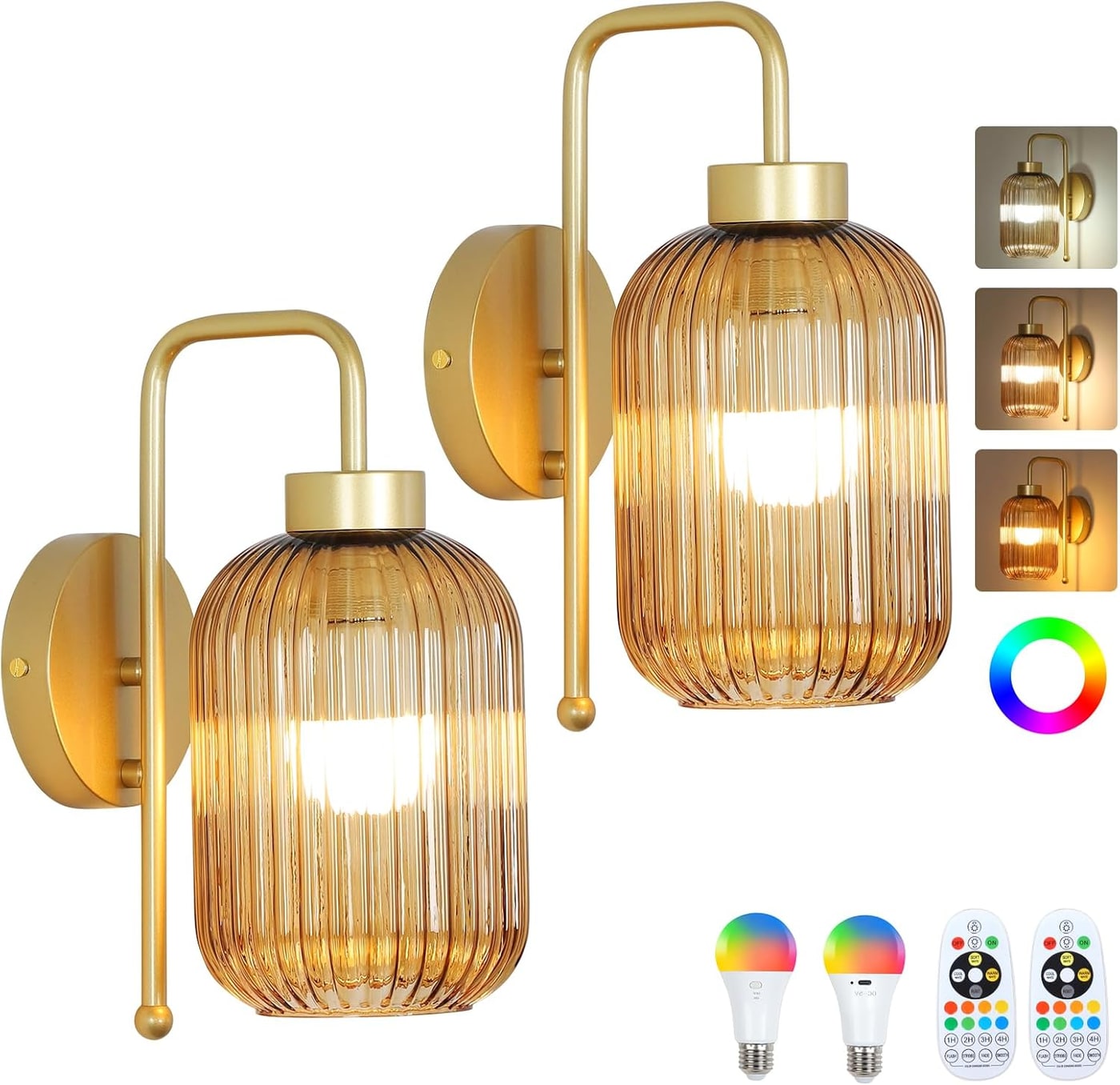 Vintage Rechargeable Wireless Wall Sconces, Set of 2