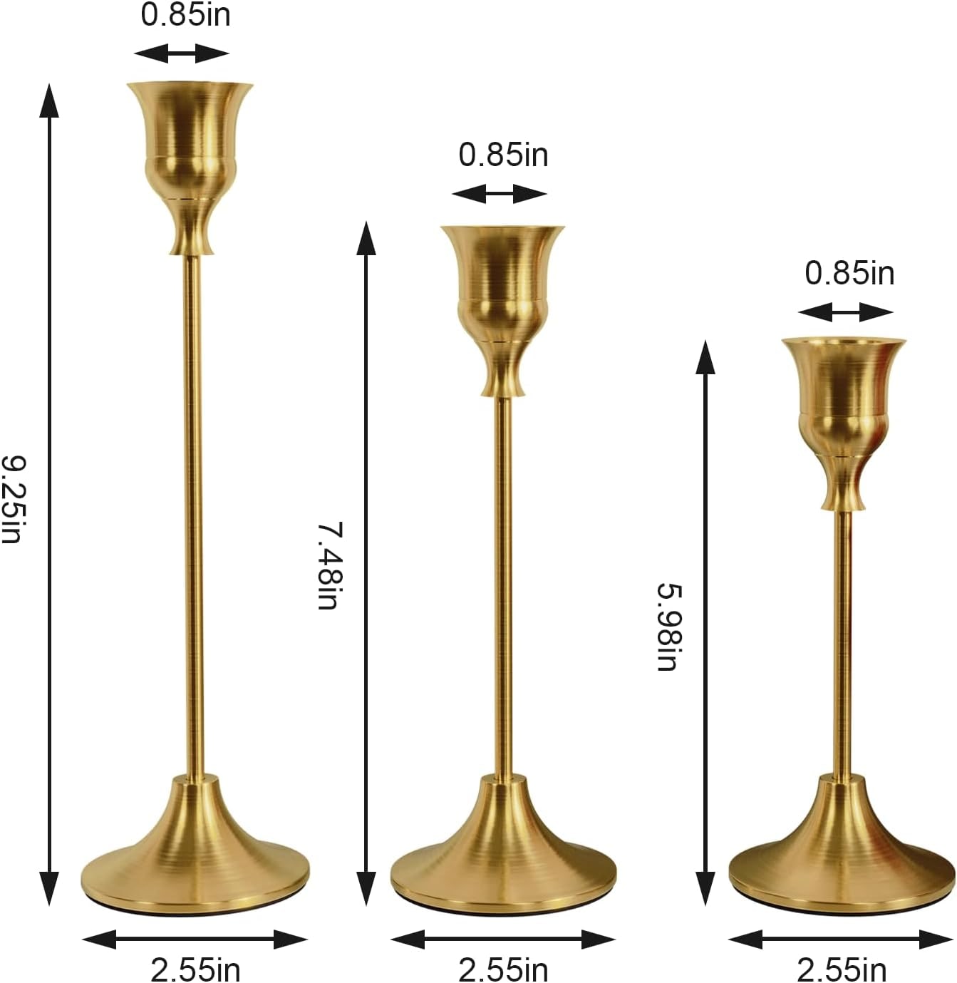 Vintage Taper Candlestick Holders, Set of 3 - Photo 3