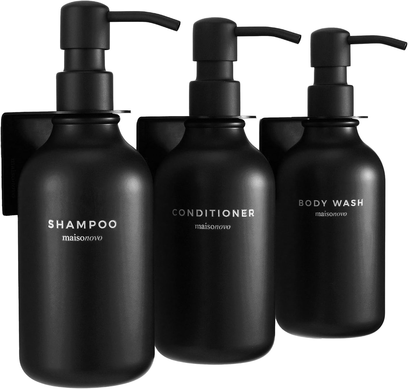 Wall-Mount Shower Dispenser Set of 3 - Black Set of 3