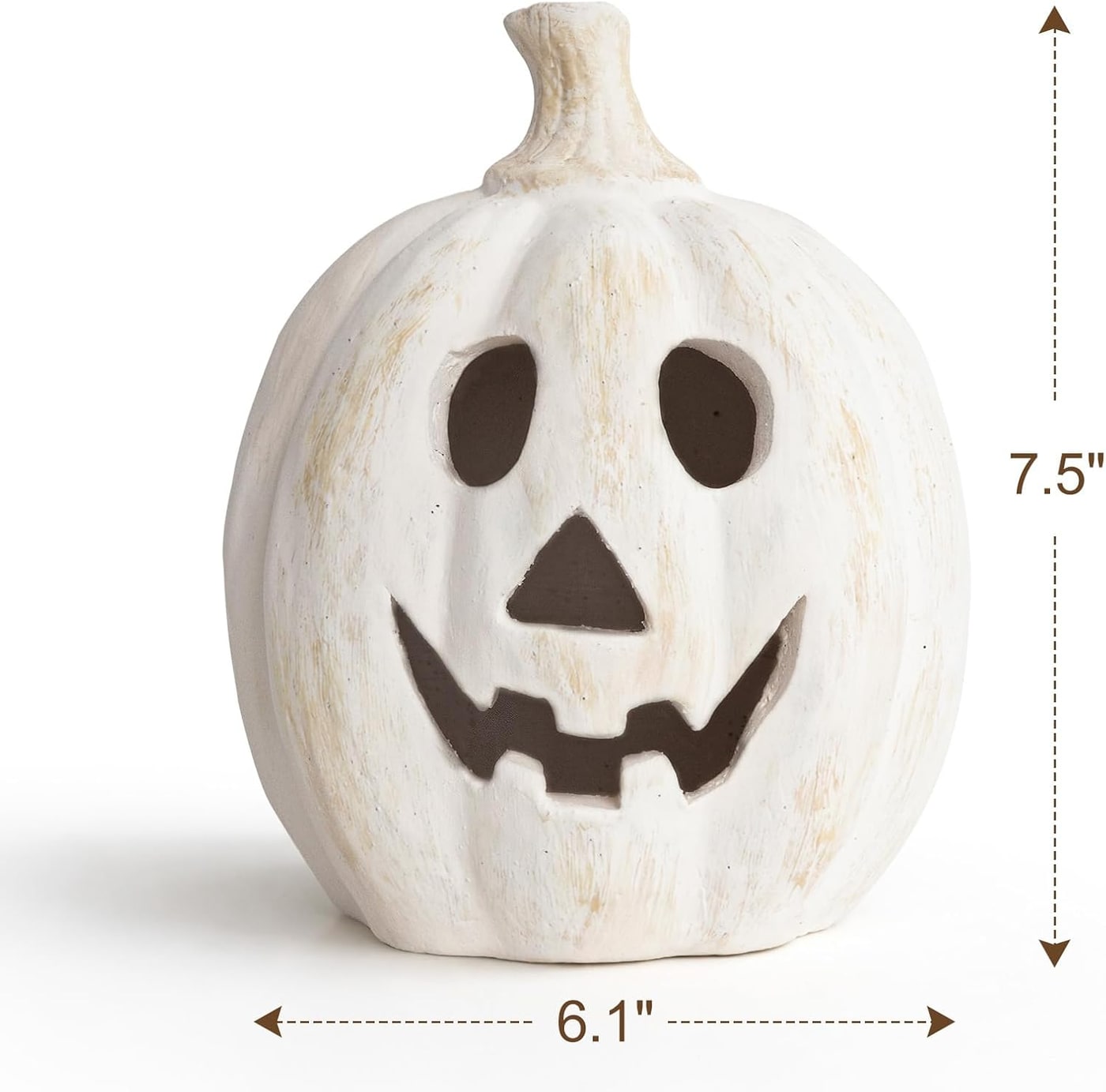 Handmade White Terracotta Jack-o'-Lantern Pumpkin - Photo 2