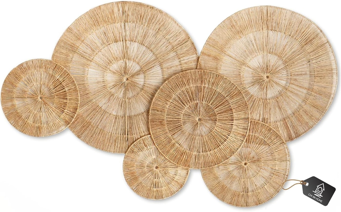 Woven Jute Sunburst Wall Basket Set (6-Piece) - Natural