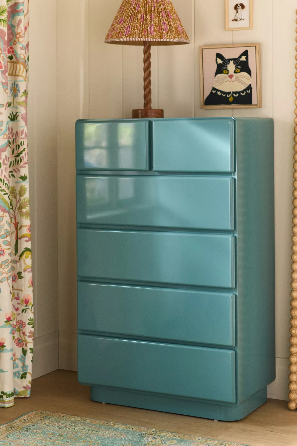 Wright Six-Drawer Lacquer Dresser - Blue