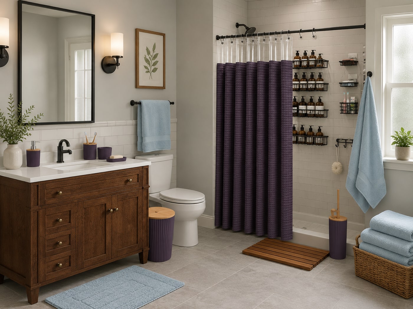 A Warm Modern Contemporary Spa Bathroom with Bamboo Details